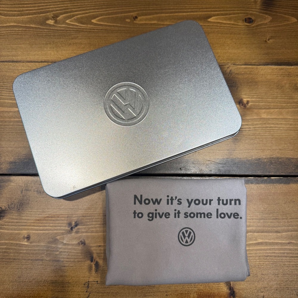 Volkswagen VW Microfiber Cleaning‎ Cloth & Storage Tin OEM Car Care Accessory